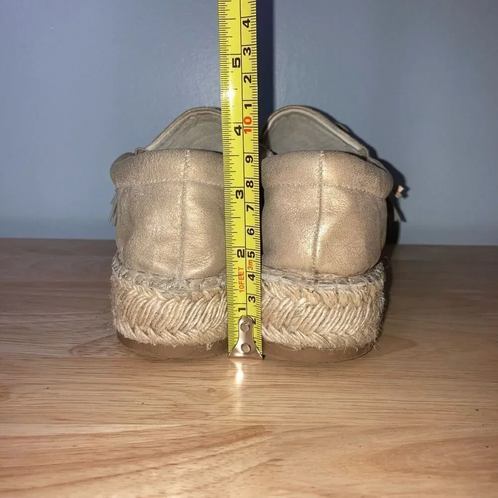 J Slides Raoul Espadrilles Pompom Accent Metallic Leather Sneaker Women’s Size 6